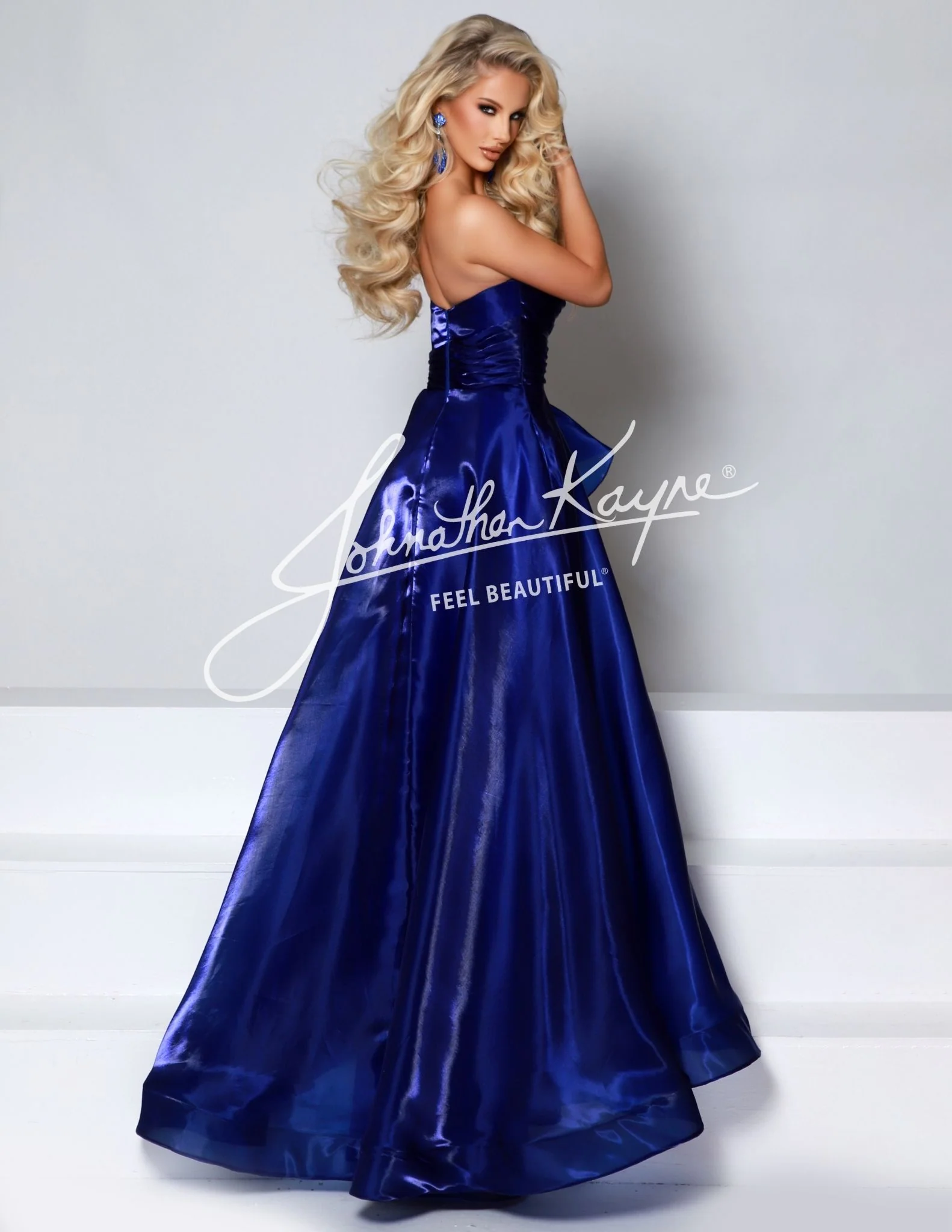 Johnathan Kayne 2962 Size 16 Cherry red organza prom dress ballgown pointed sweetheart neckline crystal belt ruffles - Image 4