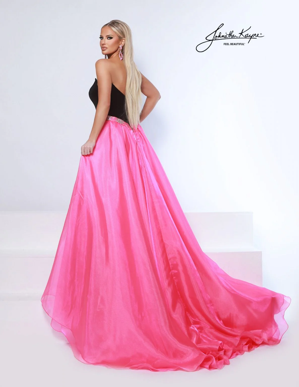 Johnathan Kayne 3132 Long Fitted velvet Pageant Dress high slit overskirt V Neck Formal Gown - Image 5