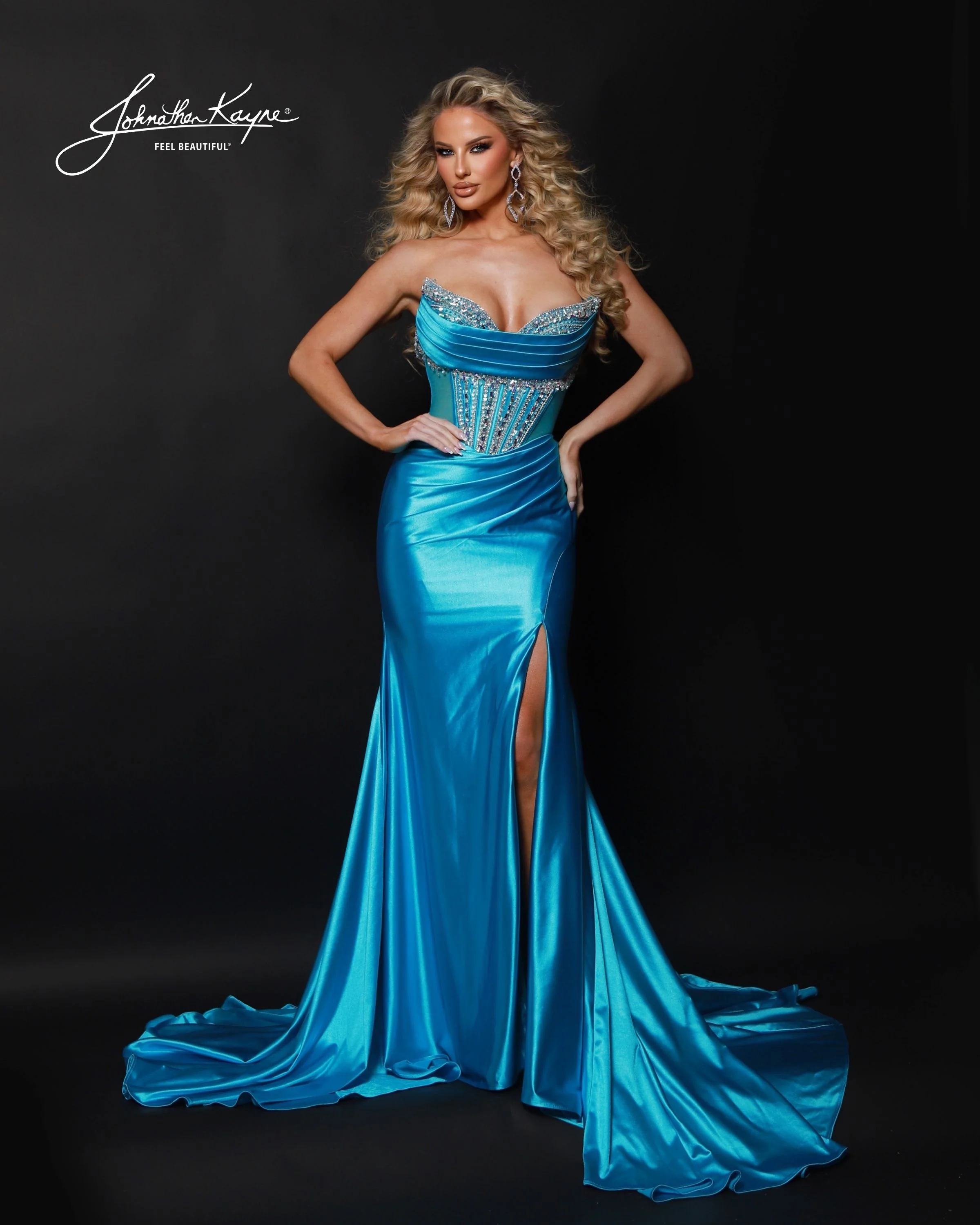 Johnathan Kayne 3203 Crystal Corset Prom Dress Pageant - Image 4