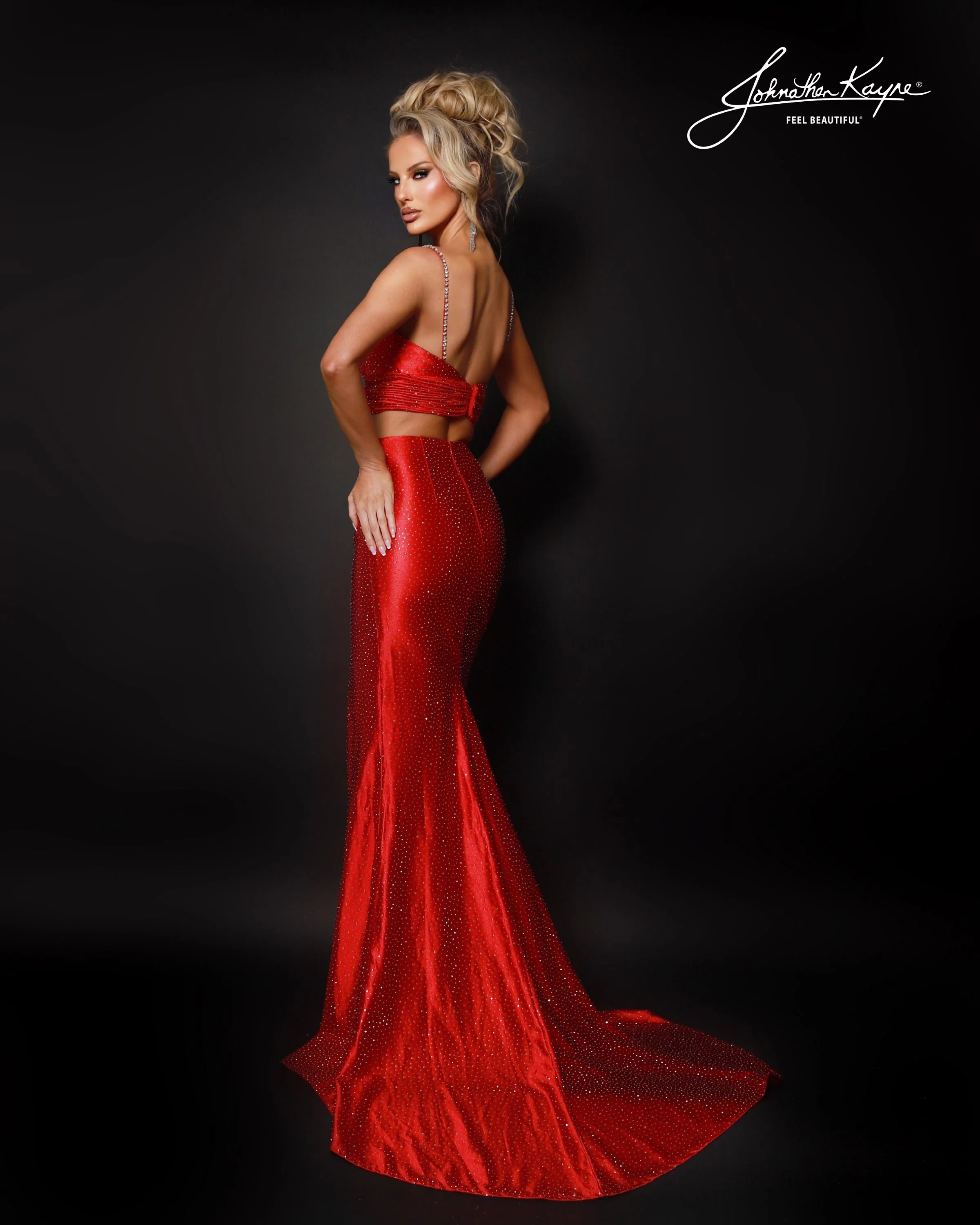 Johnathan Kayne 3204 Two Piece Prom Dress Crop Top Cut out - Image 4