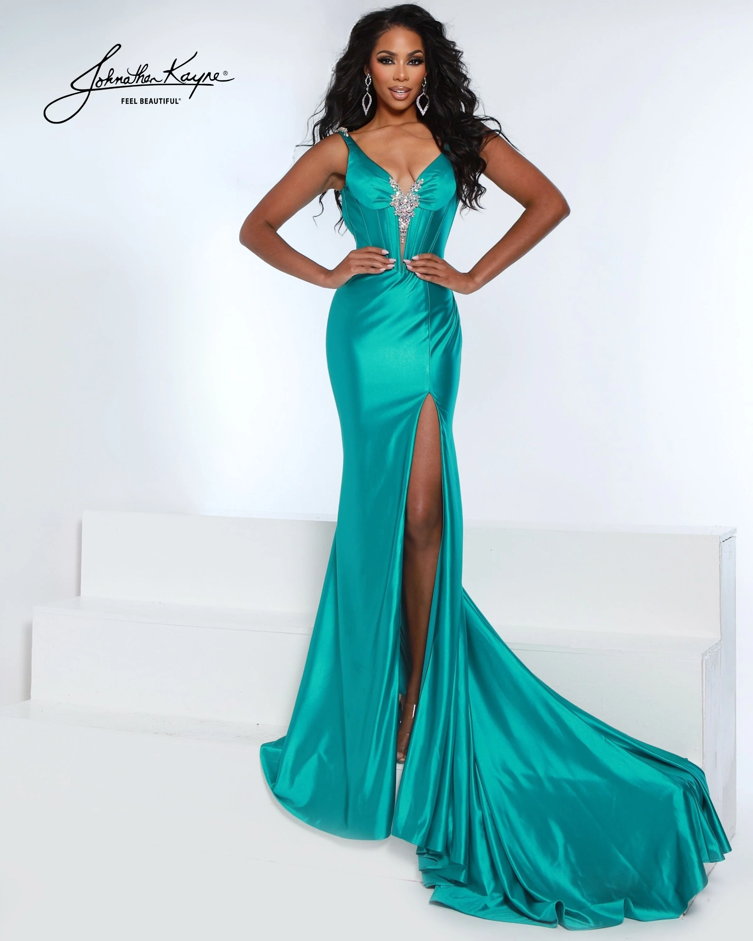 Johnathan Kayne 3207 Prom Dress Pageant Gown Backless Train - Image 3