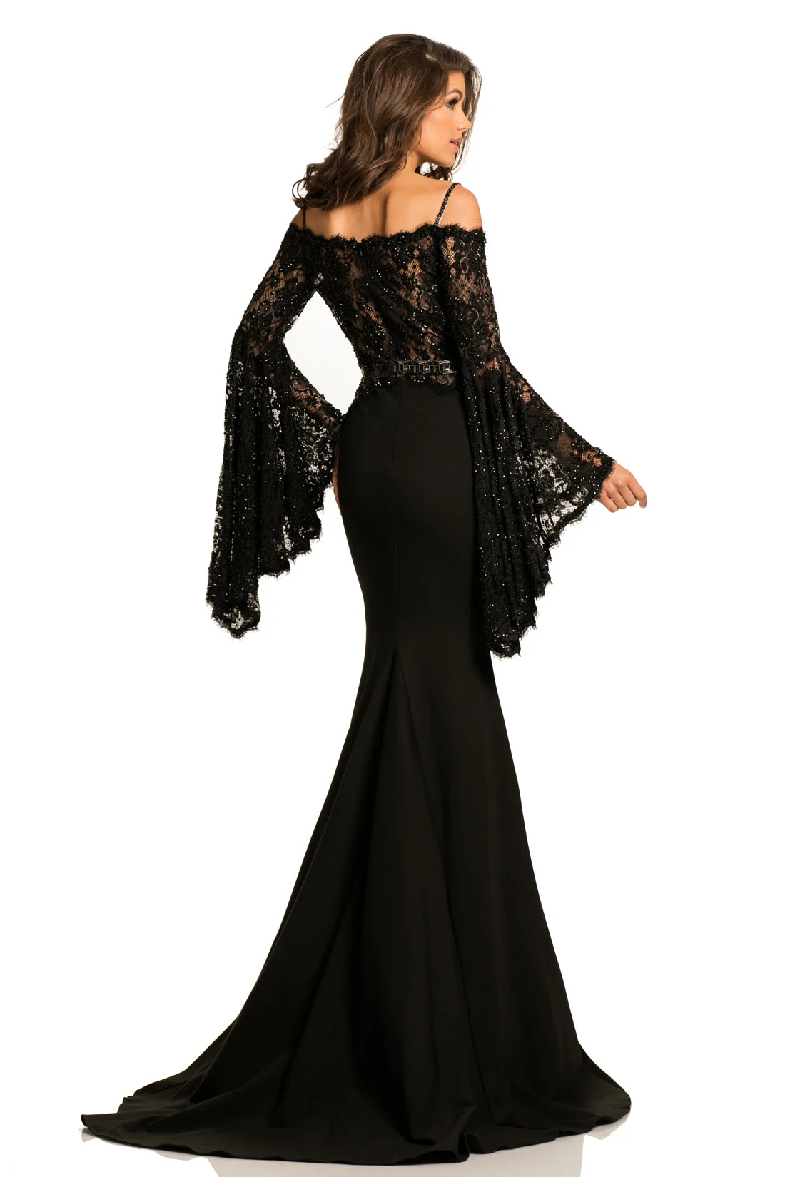 Johnathan Kayne 7244 Size 2 Pink Lace Bell Sleeve Off Shoulder Prom Dress Pageant Gown Embellished - Image 18