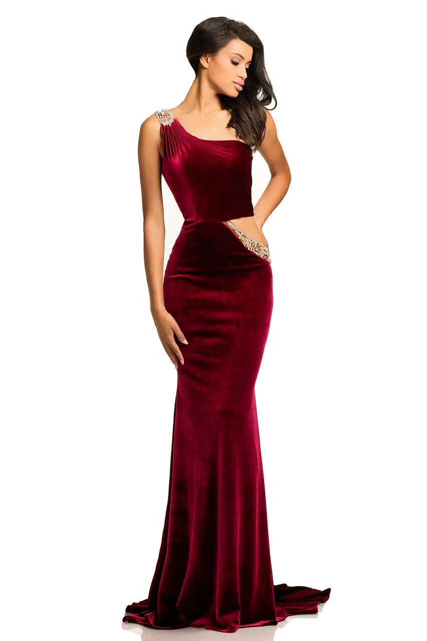Johnathan Kayne 8088 Size 6 Royal Velvet Dress Formal Cut Out - Image 3