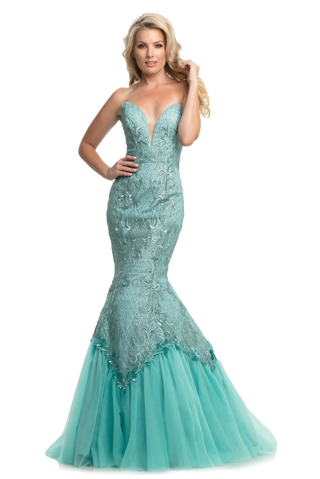 Johnathan Kayne 9001 Embroidered Lace Mermaid Prom Dress Pageant Gown Size 4 - Image 4