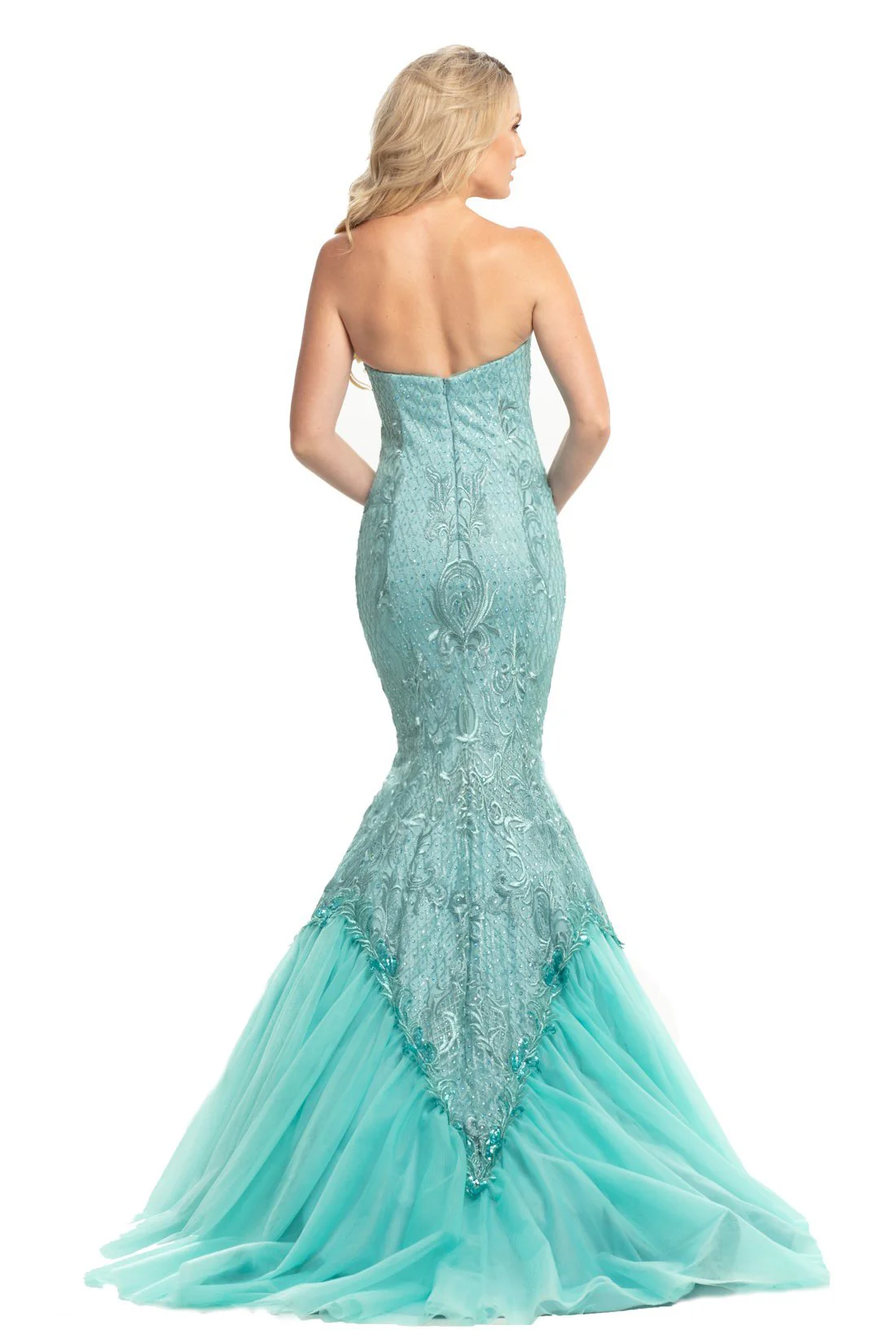 Johnathan Kayne 9001 Embroidered Lace Mermaid Prom Dress Pageant Gown Size 4 - Image 5