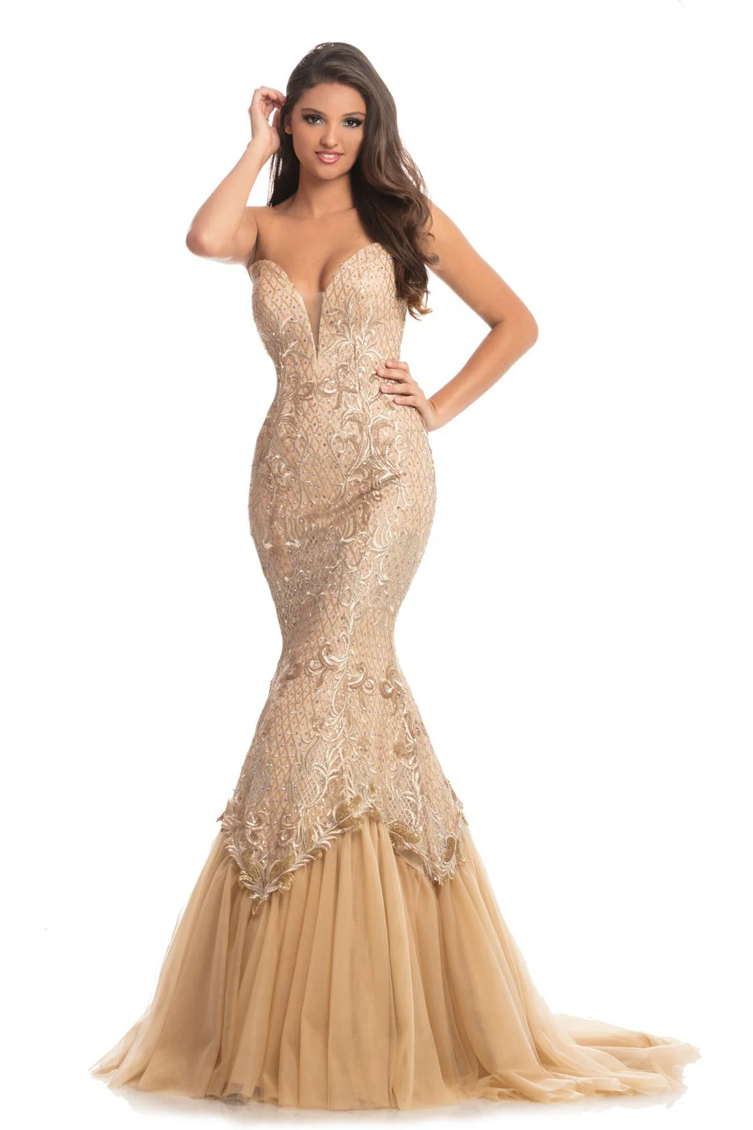 Johnathan Kayne 9001 Embroidered Lace Mermaid Prom Dress Pageant Gown Size 4 - Image 6