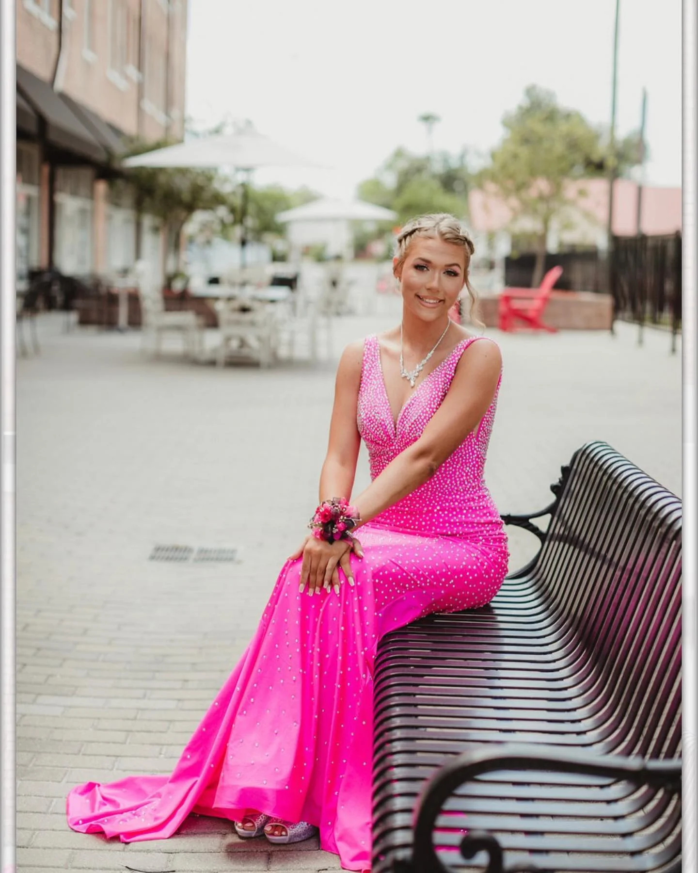 Johnathan Kayne 9213 Size 16 Barbie Pink Prom Dress Stretch Crystal Long Mermaid - Image 4