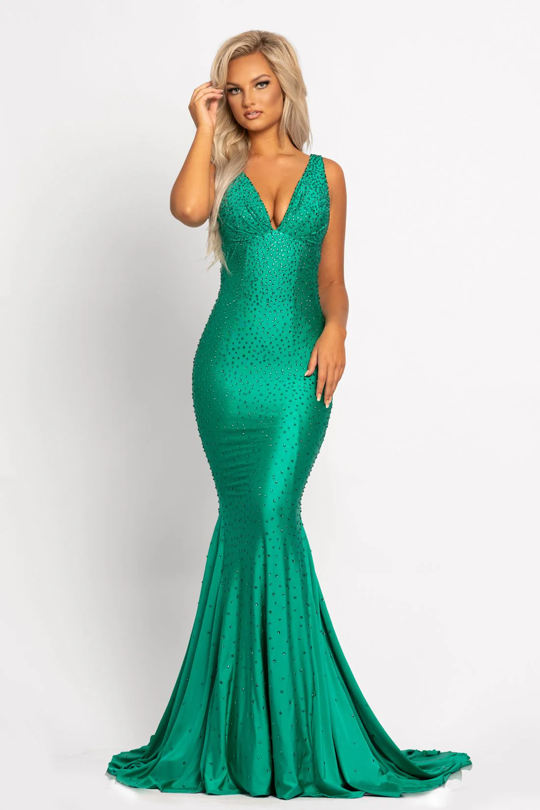Johnathan Kayne 9213 Size 16 Barbie Pink Prom Dress Stretch Crystal Long Mermaid - Image 7