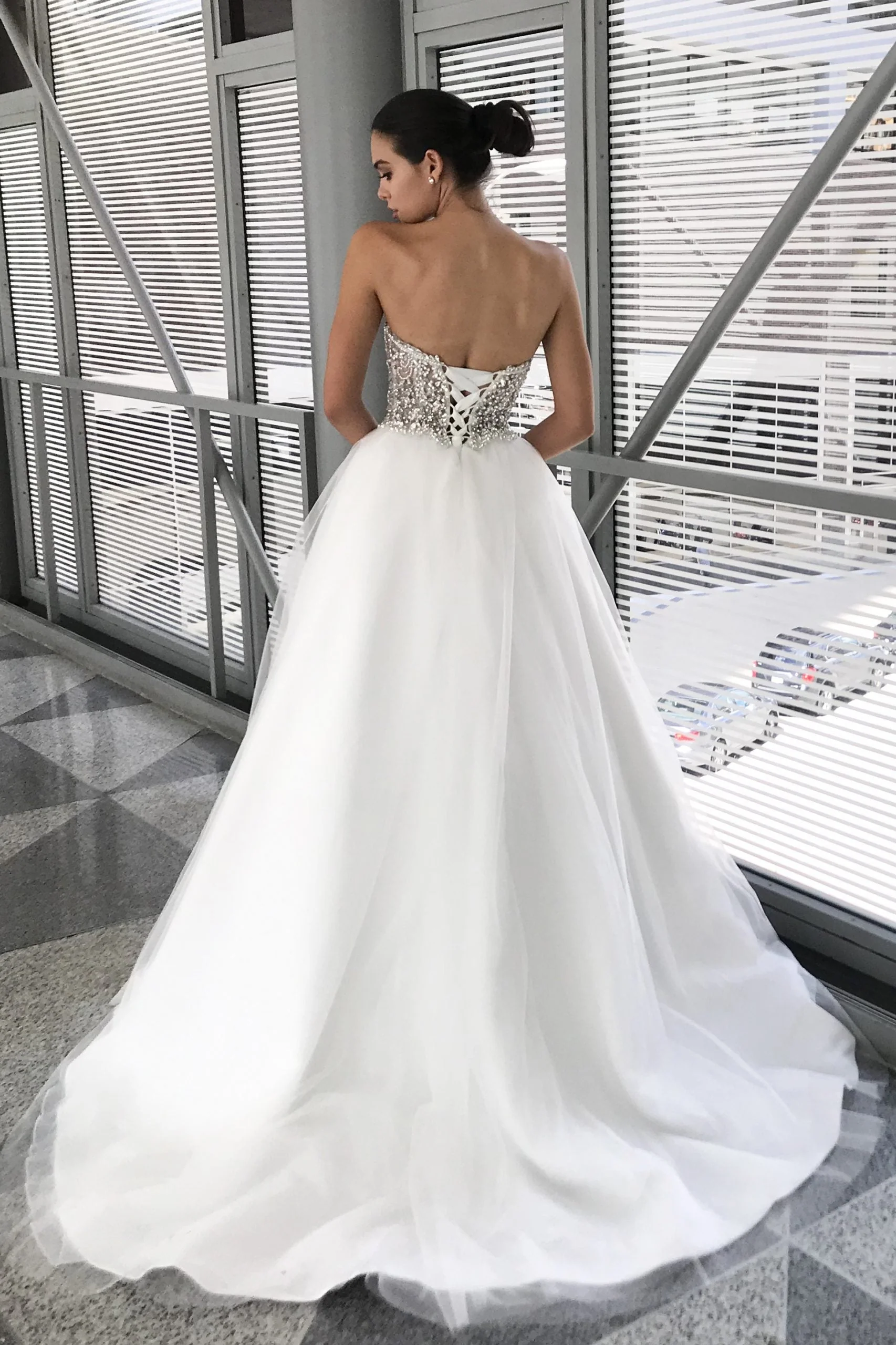Johnathan Kayne Bridal B200 Size 16 Sheer Crystal A Line Ballgown Wedding Dress Bridal Gown Tulle - Image 2
