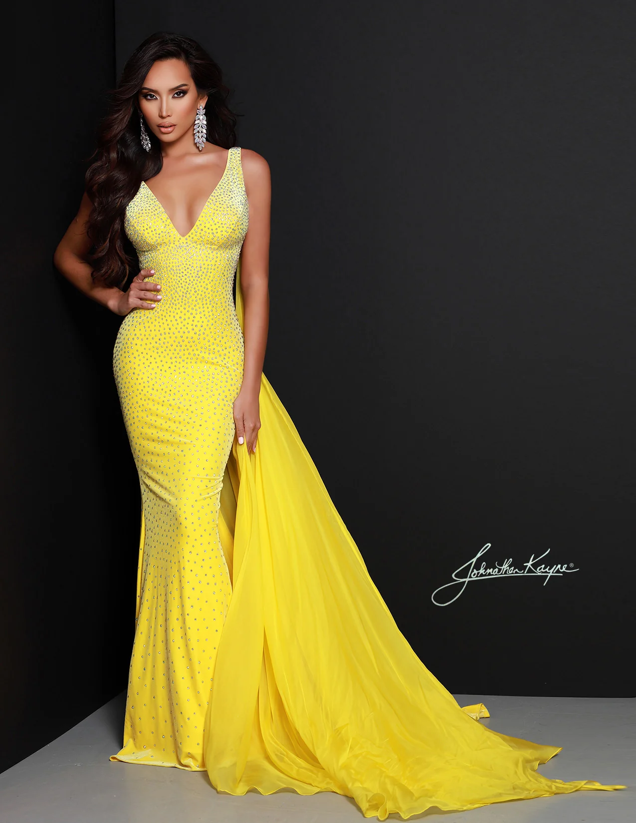 Johnathan Kayne CAPE 2S Pageant SILK Chiffon Formal Detach - Image 3