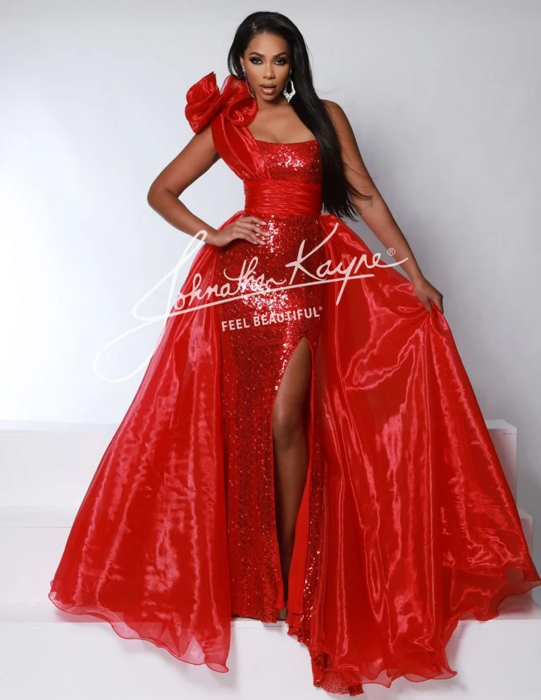 Johnathan Kayne Overskirt 2 Size 0 ROYAL One Shoulder Ruffle Pageant Overskirt Organza Formal Accessory - Image 2
