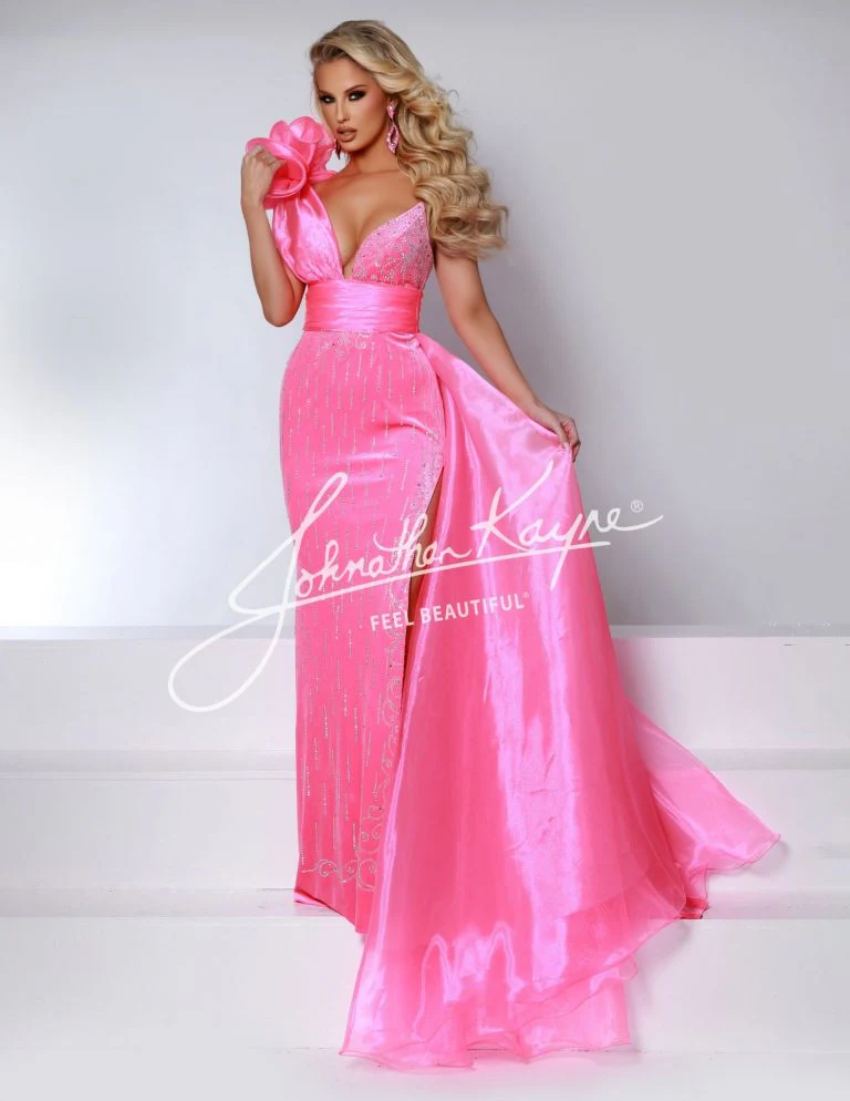 Johnathan Kayne Overskirt 2 Size 0 ROYAL One Shoulder Ruffle Pageant Overskirt Organza Formal Accessory - Image 4