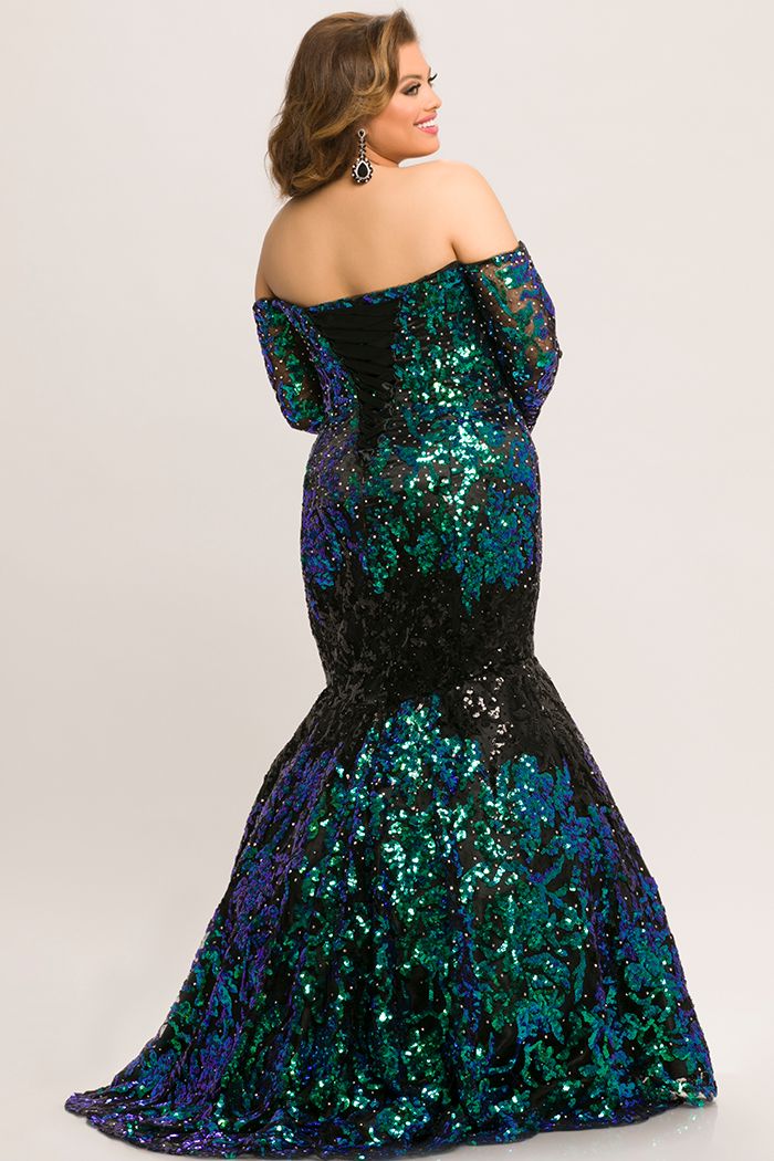 Johnathan Kayne Sydney's Closet JK2010 Size 18 sequin prom dress Long Sleeve mermaid - Image 11