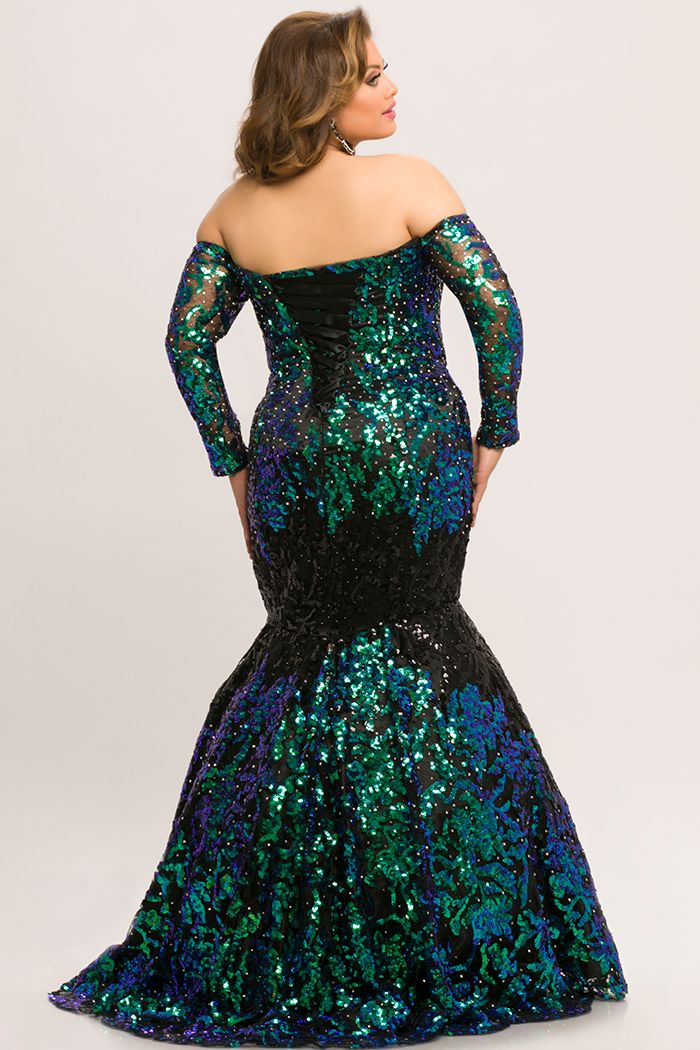 Johnathan Kayne Sydney's Closet JK2010 Size 18 sequin prom dress Long Sleeve mermaid - Image 12