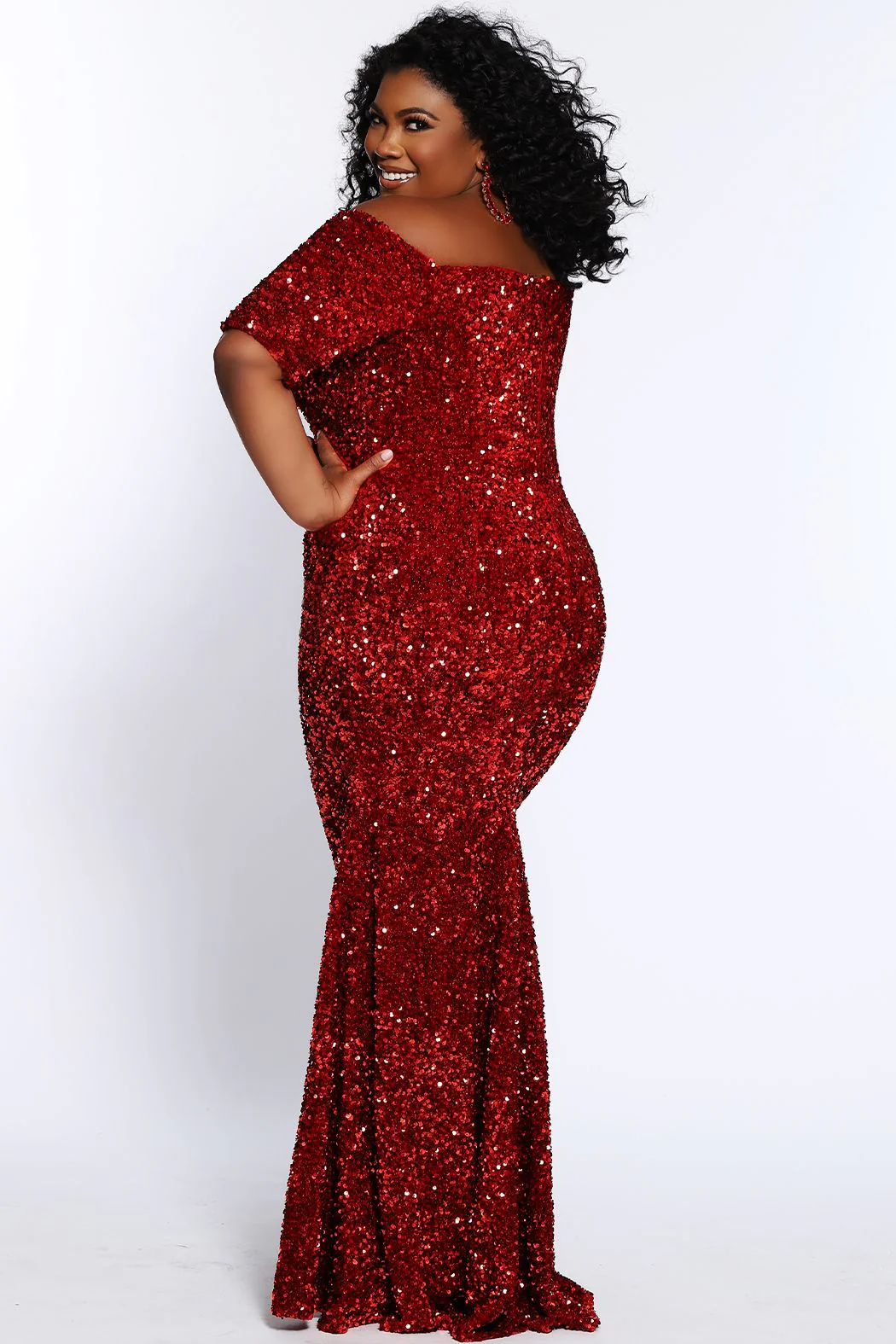 Johnathan Kayne Sydney's Closet JK2208 Cherry Red Prom Dress Size 22 Sequins Elbow Length Sleeves JK 2208 - Image 2
