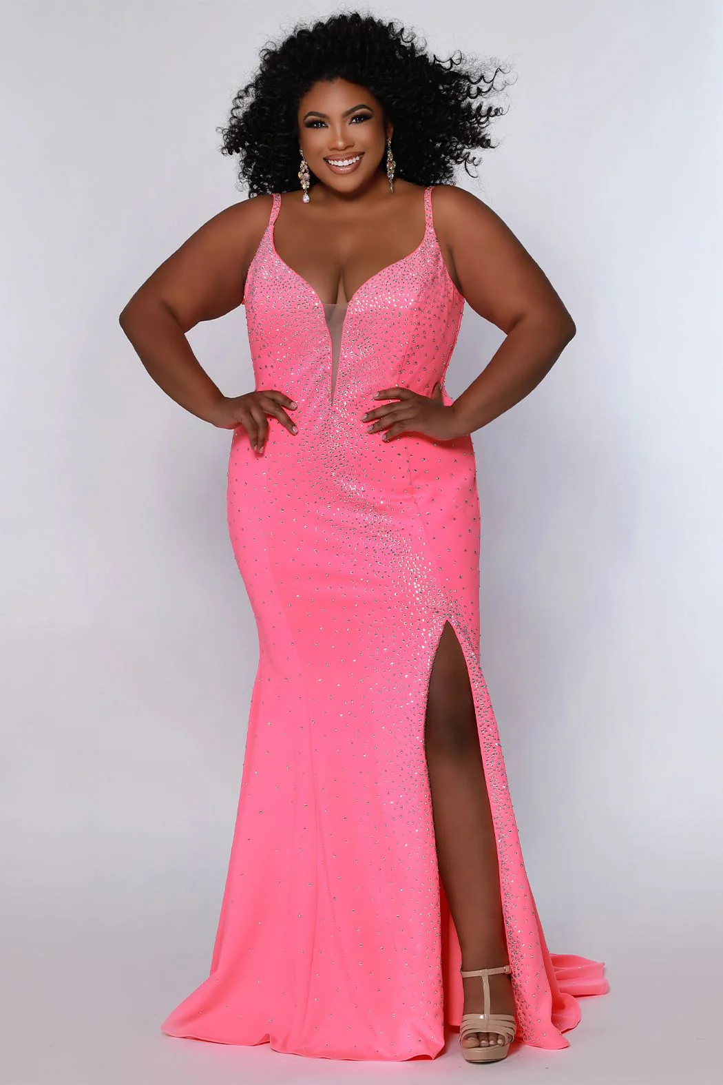 Johnathan Kayne Sydney's Closet JK2218 Red Size 14 Evening Gown with Cape Plus Size - Image 5