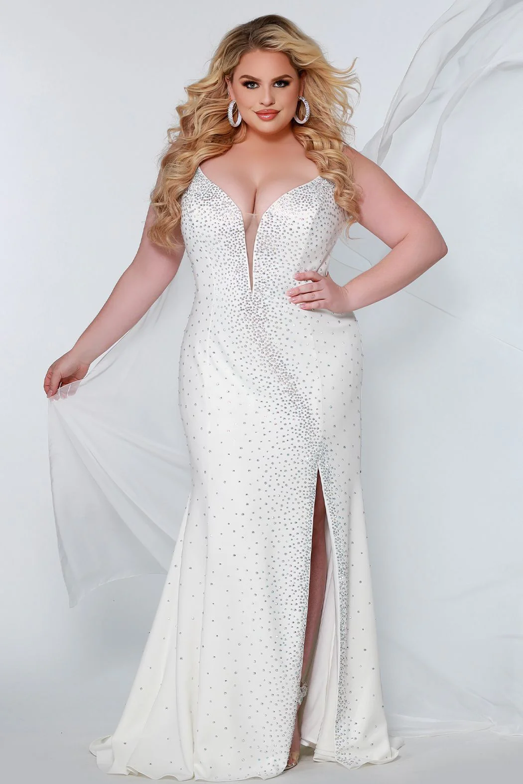 Johnathan Kayne Sydney's Closet JK2218 Red Size 14 Evening Gown with Cape Plus Size - Image 8