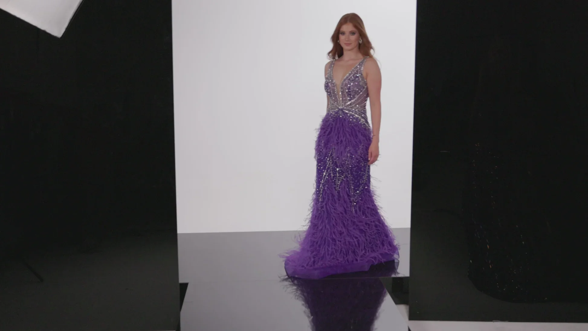 Jovani 03023 Size 8 Lilac Sheer Prom Dress Feather Formal - Image 10