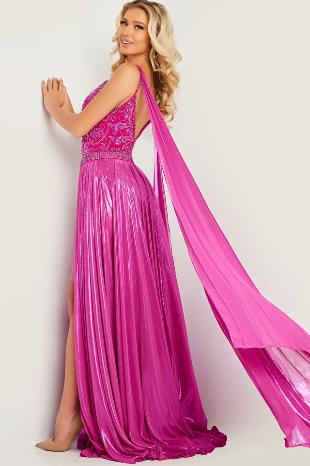 Jovani 07249 Size 2 Hot Pink Pageant Bodysuit Overskirt Formal - Image 2