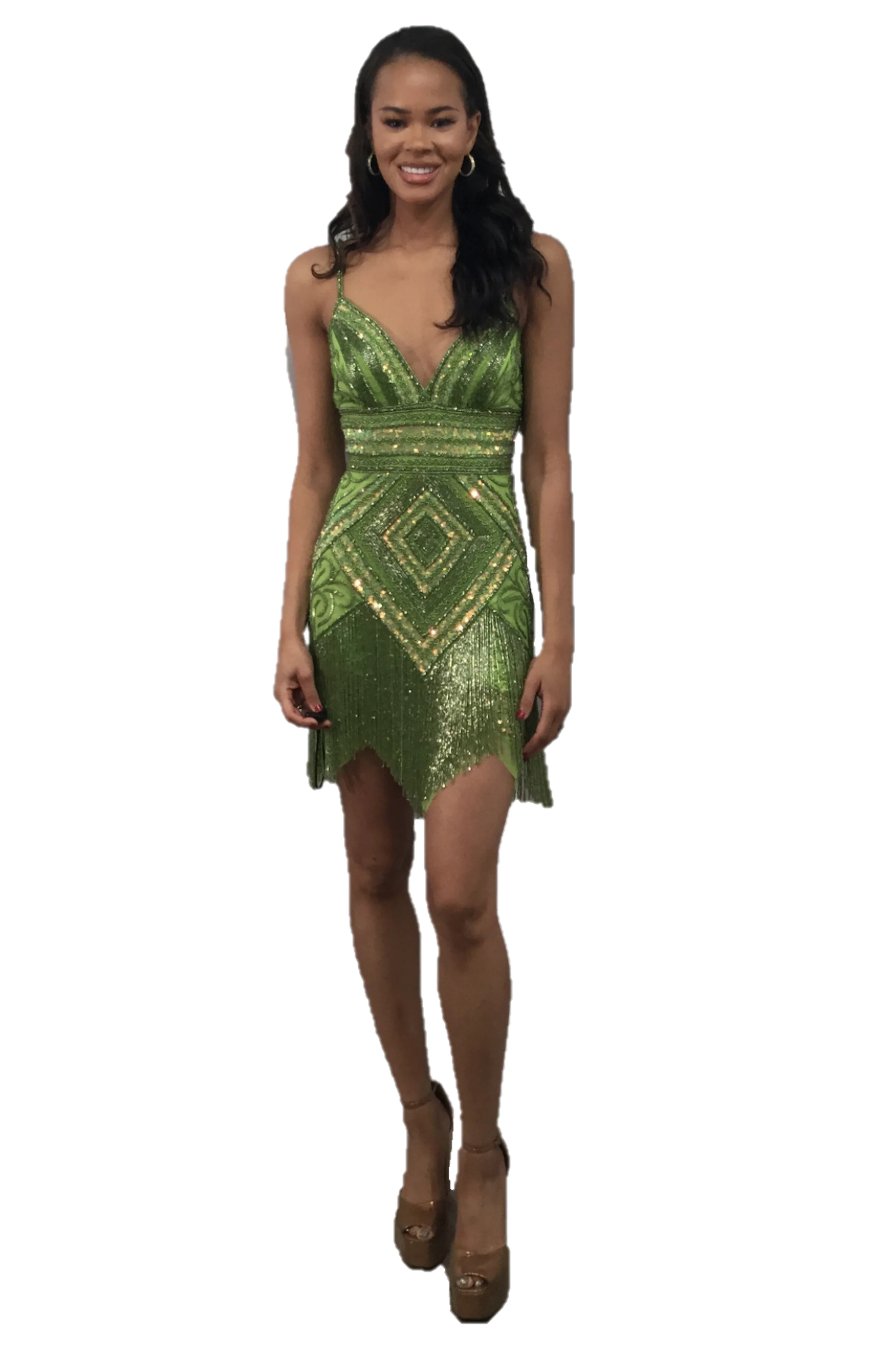 Jovani 41101 Green size 00 Cocktail Dress Homecoming beaded fringe Corset Formal Gown Sequin - Image 11