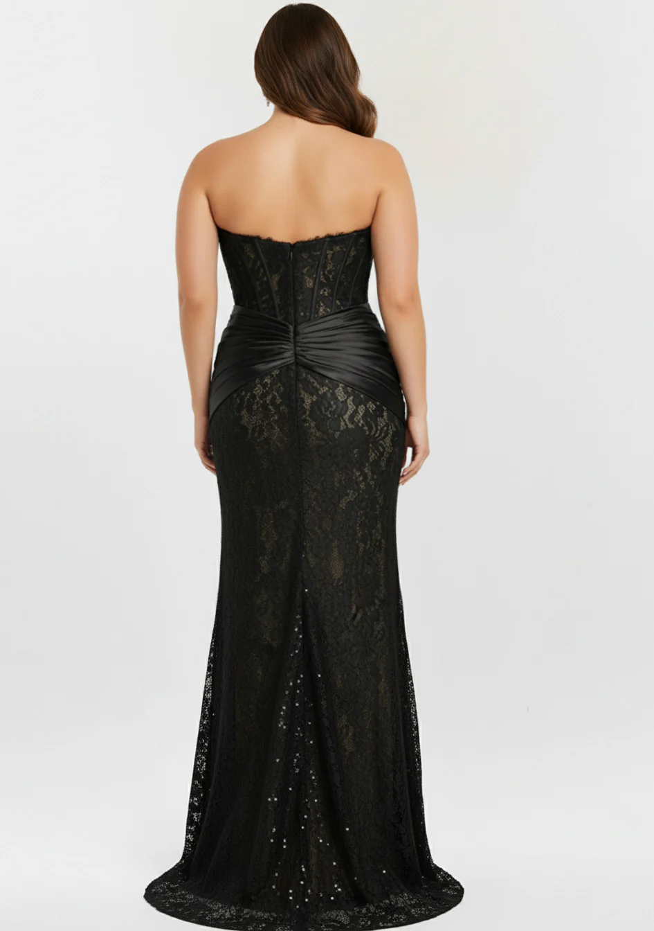 Jovani 43856 Size 4 Black/Nude Long Lace Fitted Prom Dress Scoop Neck Corset Evening Gown Pageant Formal - Image 8