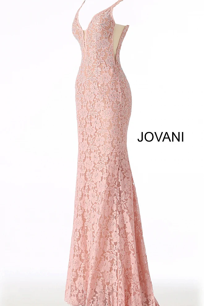 Jovani 48994 Size 10 Peach lace dress guest formal prom - Image 2
