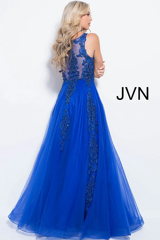 Jovani JVN 59046 Size 12 Fuchsia Prom Dress  Sheer Tulle Lace High Neck Ballgown Formal Gown - Image 17