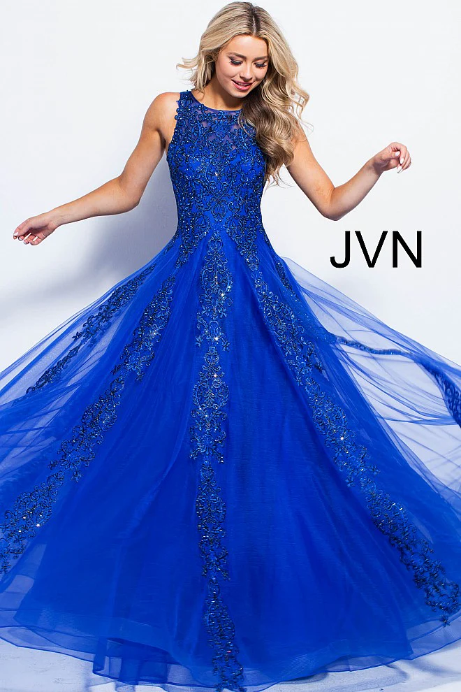 Jovani JVN 59046 Size 12 Fuchsia Prom Dress  Sheer Tulle Lace High Neck Ballgown Formal Gown - Image 24
