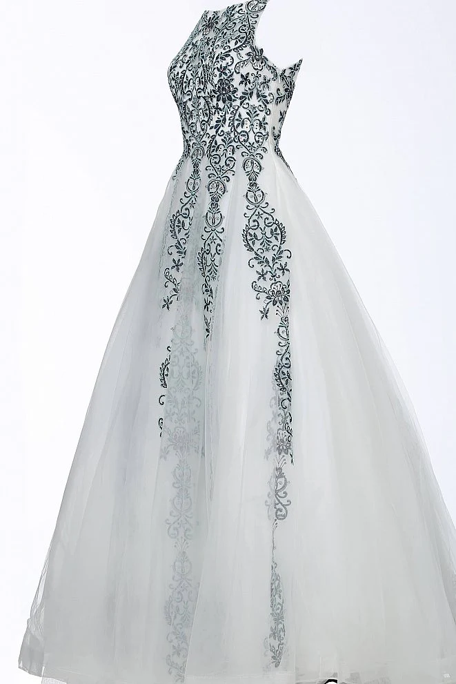 Jovani JVN 59046 Size 12 Fuchsia Prom Dress  Sheer Tulle Lace High Neck Ballgown Formal Gown - Image 26