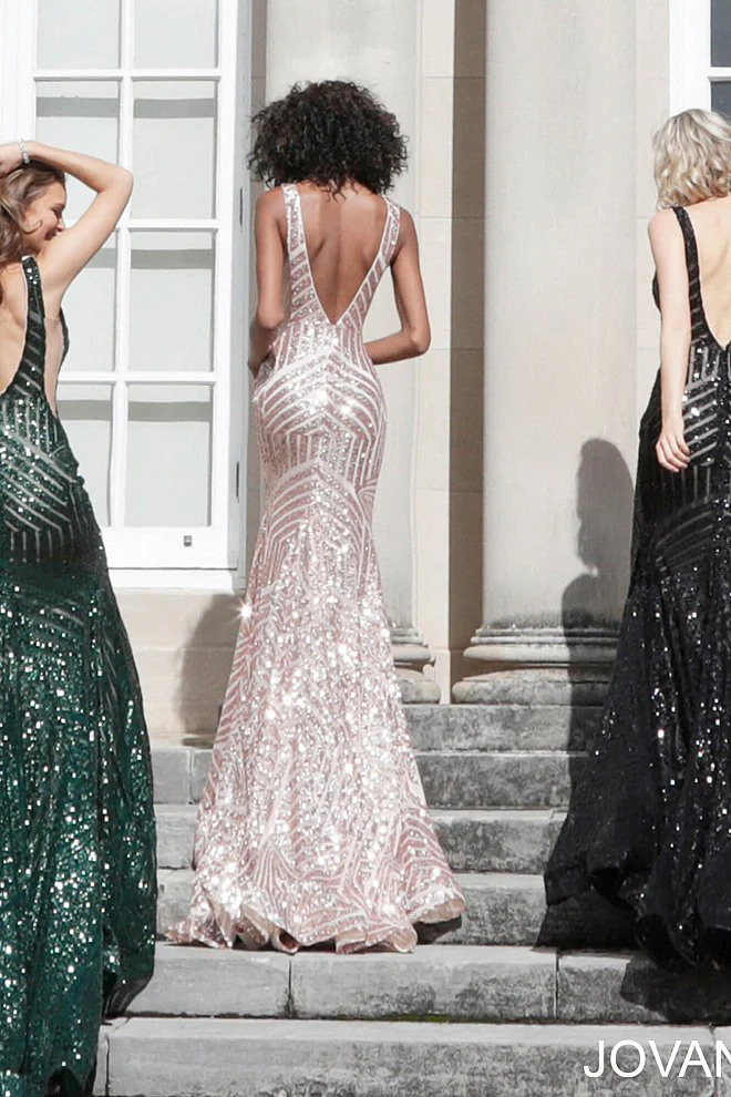 Jovani 59762 Size 10 Mint Prom Dress Sequin Embellished Mermaid Pageant Gown plunging neckline - Image 29