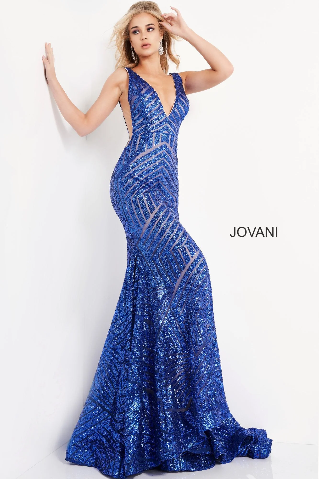 Jovani 59762 Size 10 Mint Prom Dress Sequin Embellished Mermaid Pageant Gown plunging neckline - Image 43