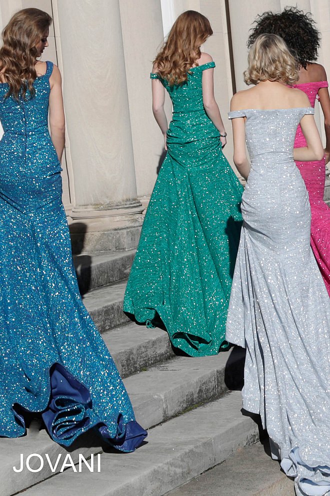 Jovani 60122 Size 14 Fuchsia Mermaid Prom Dress Metallic Formal Gown off the Shoulder - Image 10
