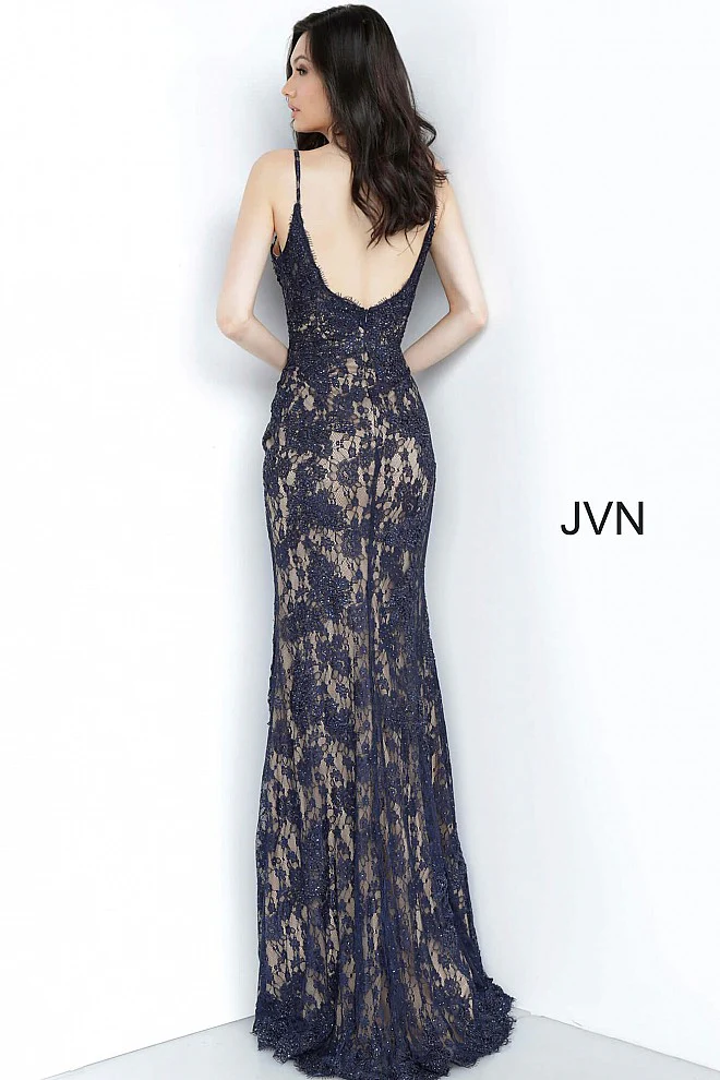Jovani JVN02013 Size 14 Orange Long Lace Prom Dress Formal - Image 4