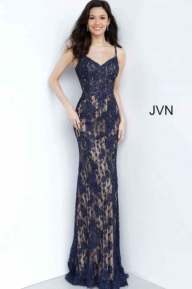 Jovani JVN02013 Size 14 Orange Long Lace Prom Dress Formal - Image 5