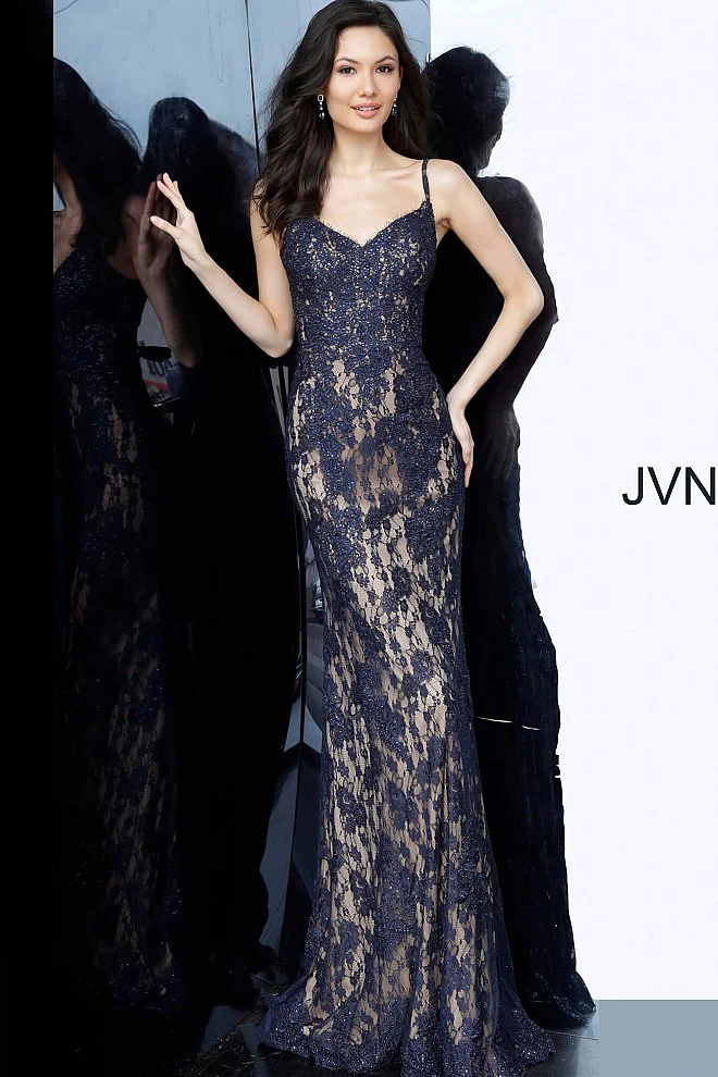Jovani JVN02013 Size 14 Orange Long Lace Prom Dress Formal - Image 6
