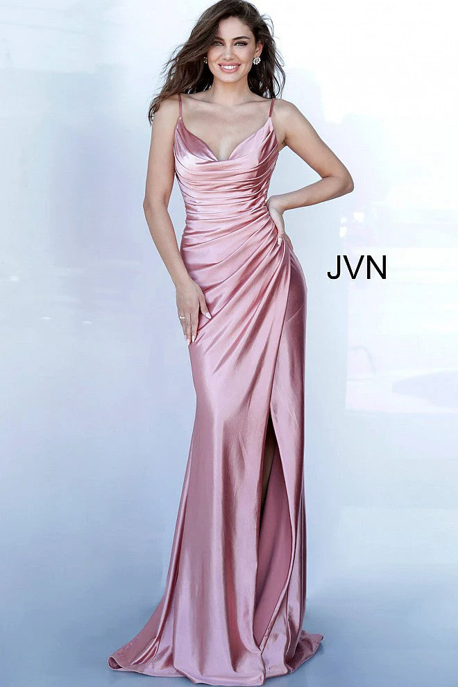 Jovani JVN03104 Size 2 HOT PINK Satin Prom Dress - Image 2