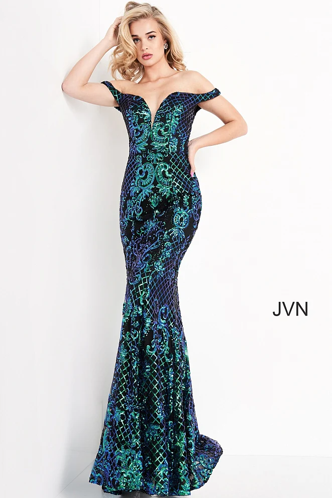 Jovani JVN04515 Size 14 Black Mu8lti Sequin Prom Dress Evening - Image 3
