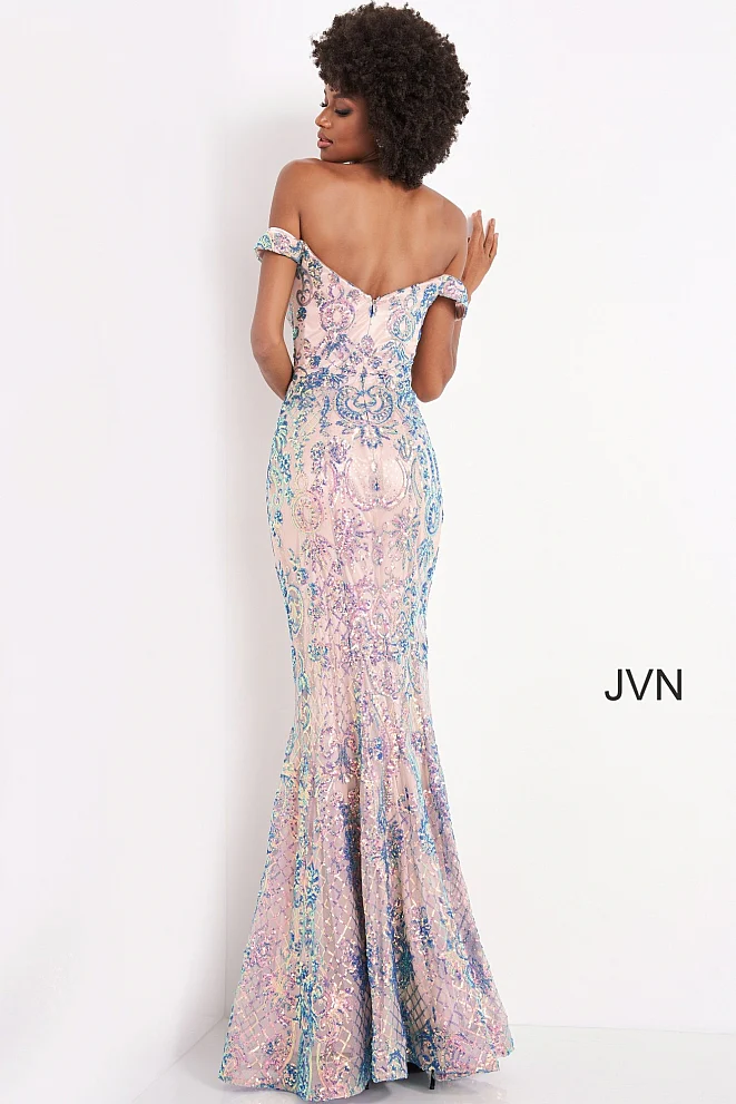 Jovani JVN04515 Size 8 Ivory Sequin Prom Dress Mermaid Pageant - Image 3