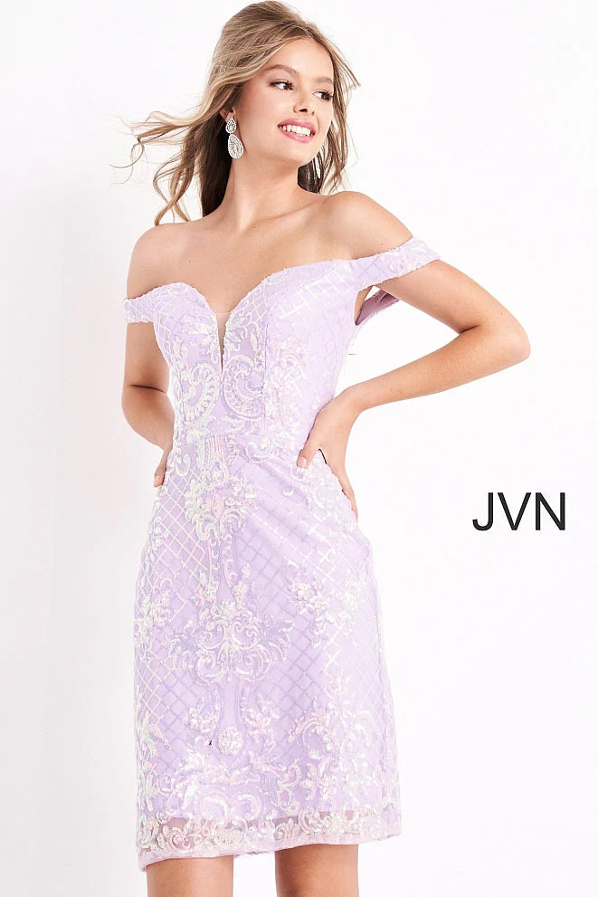Jovani JVN05251 Size 10 Lilac Short Cocktail Dress Sequin - Image 10
