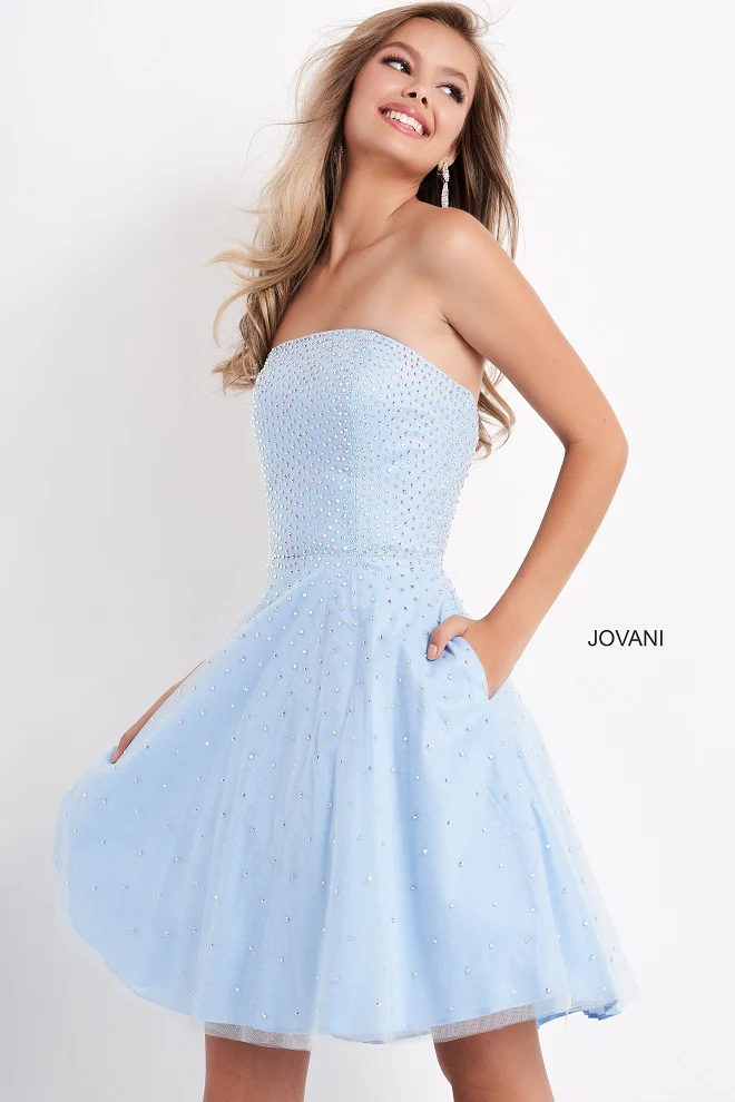 Jovani Kids K68936 Strapless Fit & Flare Beaded Girls Formal Party Dress Crystal - Image 3