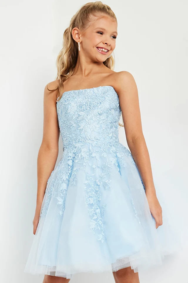 Jovani Kids K1830 Fit And Flare Floral Strapless Short Girls Dress - Image 10