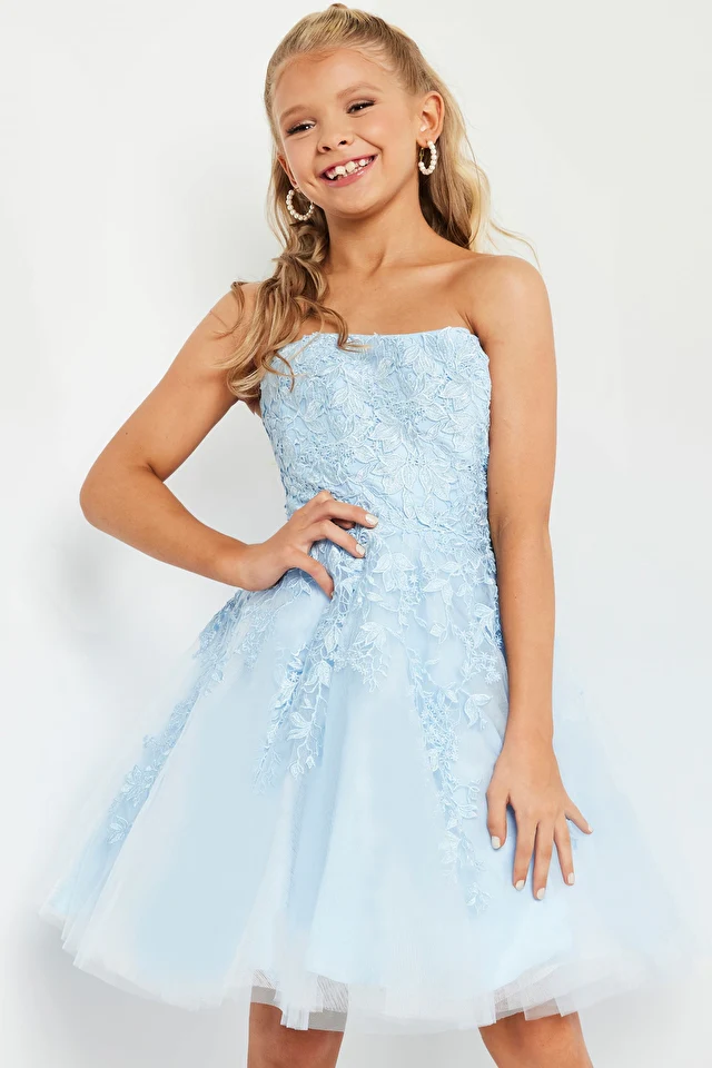 Jovani Kids K1830 Fit And Flare Floral Strapless Short Girls Dress - Image 13