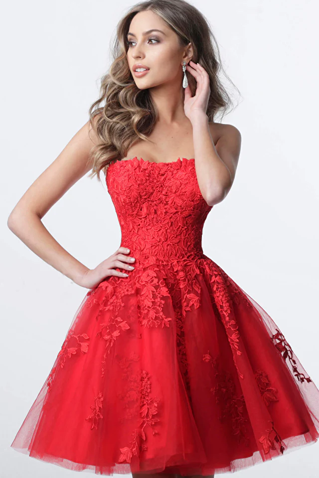 Jovani Kids K1830 Fit And Flare Floral Strapless Short Girls Dress - Image 3