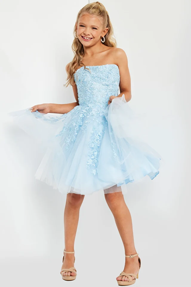 Jovani Kids K1830 Fit And Flare Floral Strapless Short Girls Dress - Image 7