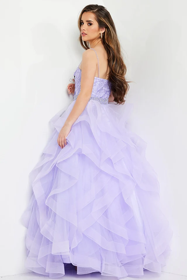 Jovani Kids K23519 Long Organza Floral Spaghetti Strap Girls Formal Dress - Image 2