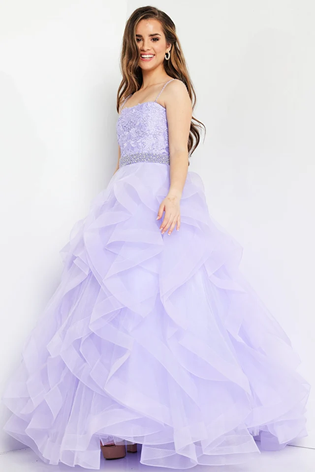 Jovani Kids K23519 Long Organza Floral Spaghetti Strap Girls Formal Dress - Image 3