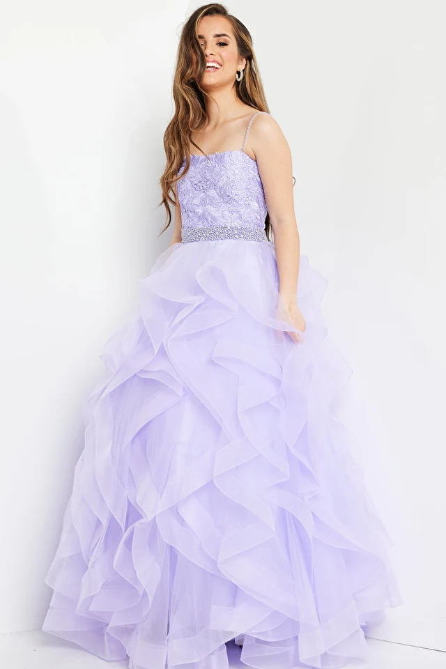Jovani Kids K23519 Long Organza Floral Spaghetti Strap Girls Formal Dress - Image 5