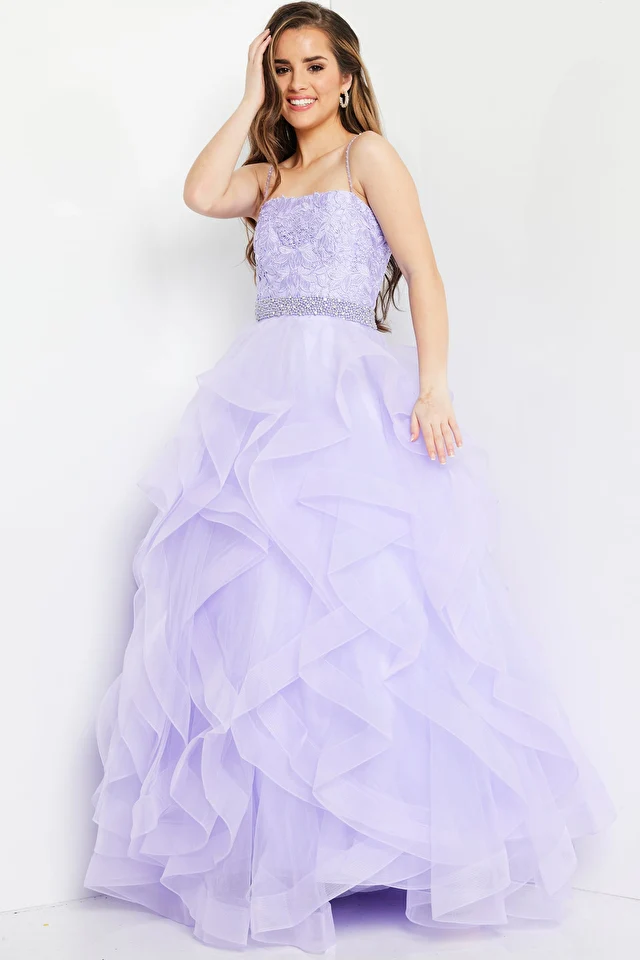 Jovani Kids K23519 Long Organza Floral Spaghetti Strap Girls Formal Dress - Image 6