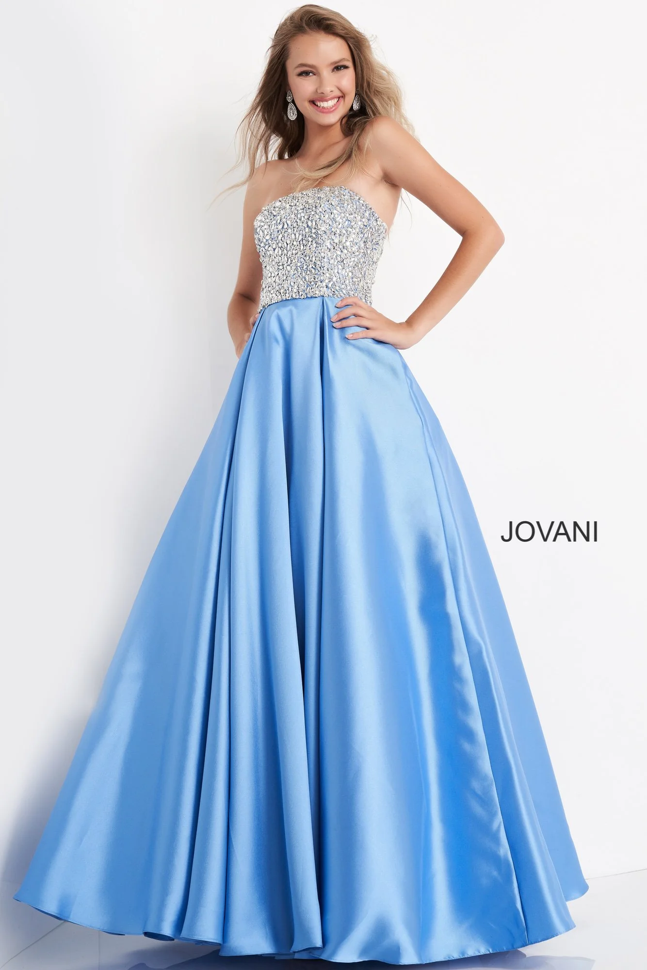 Jovani Kids k66689 Girls Pleated A Line Ballgown Formal Gown Pageant Dress Crystal - Image 3