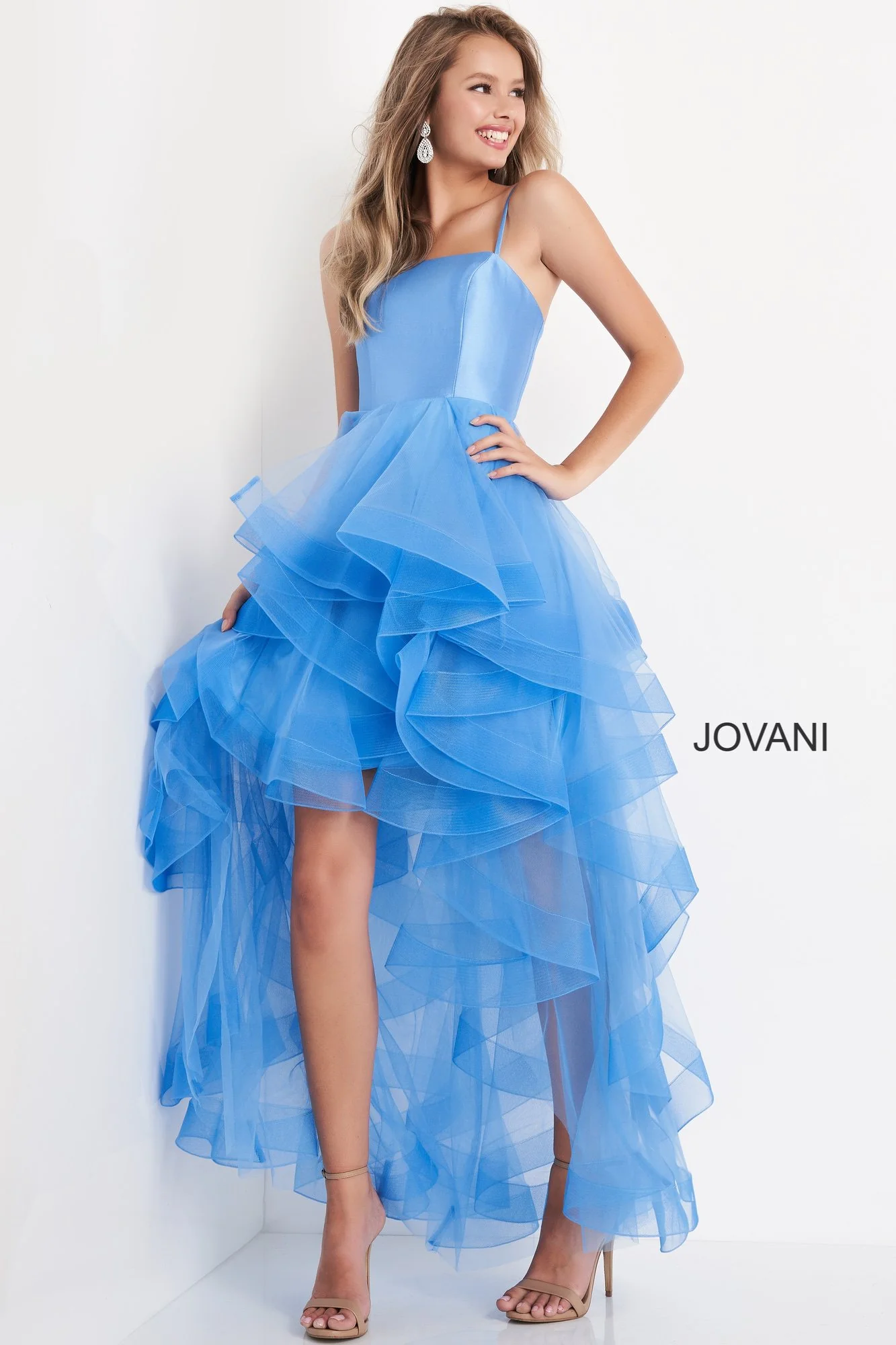 Jovani Kids K66708 Tulle Ruffle High Low Girls Formal Dress Party Gown Short Long - Image 4